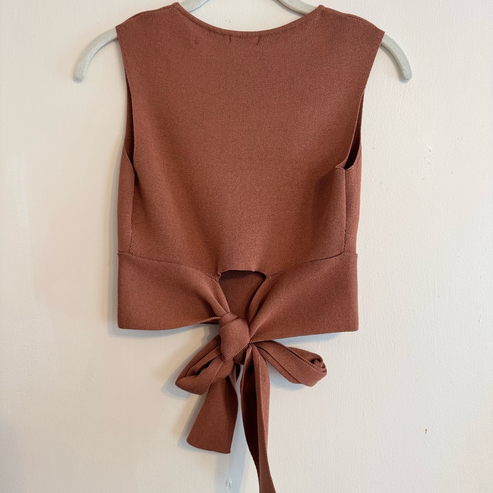 Wild Fable Light Brown Knit Tie Tank Top - Picture 2 of 4